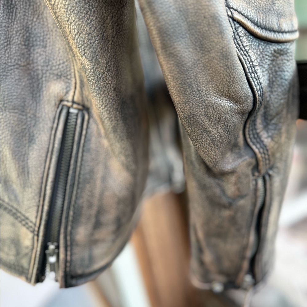 Brown Leather Motorcycle Riding Jacket - Picture 14 of 15